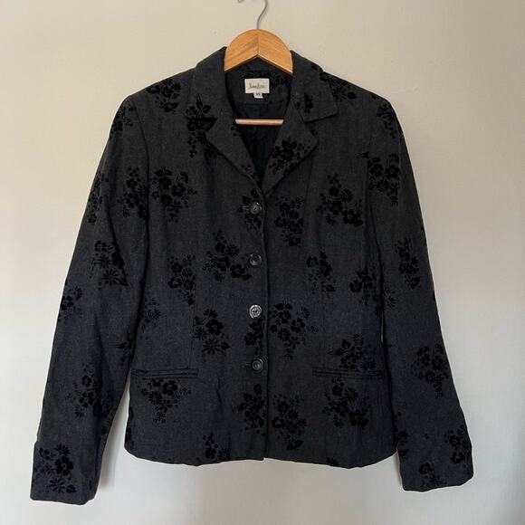 Neiman Marcus Vintage Blazer Velvet Burnout Floral Wool Blend Size 10 Whimsigoth - Picture 1 of 8